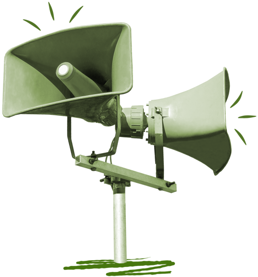 Large tannoy speaker with a green tint.